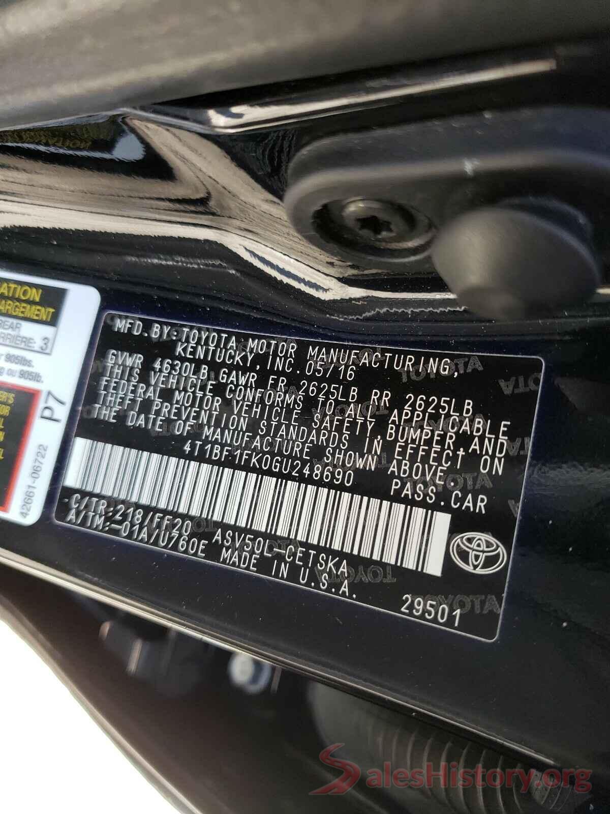 4T1BF1FK0GU248690 2016 TOYOTA CAMRY