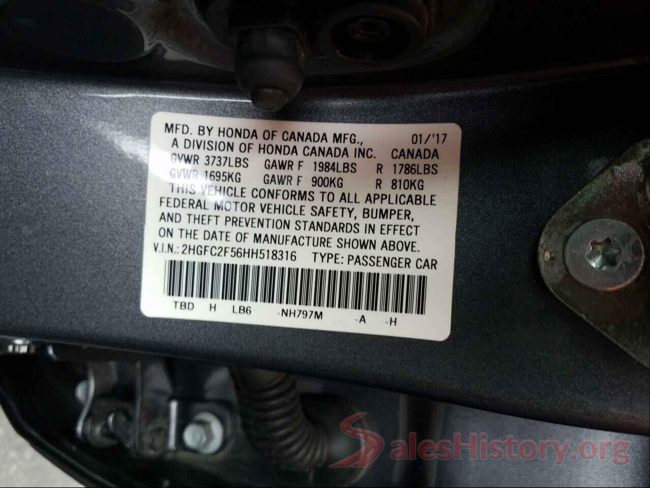 2HGFC2F56HH518316 2017 HONDA CIVIC