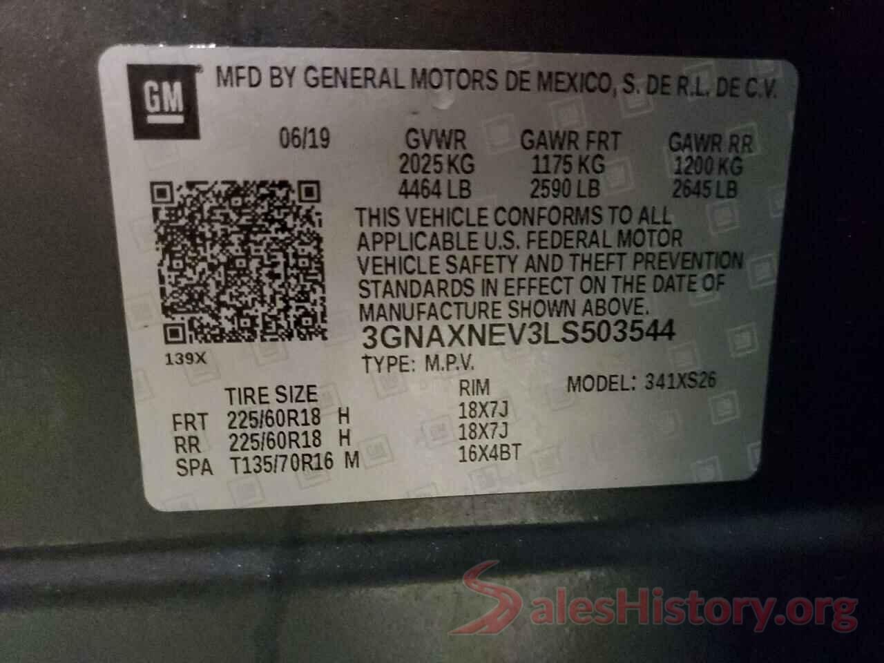 3GNAXNEV3LS503544 2020 CHEVROLET EQUINOX