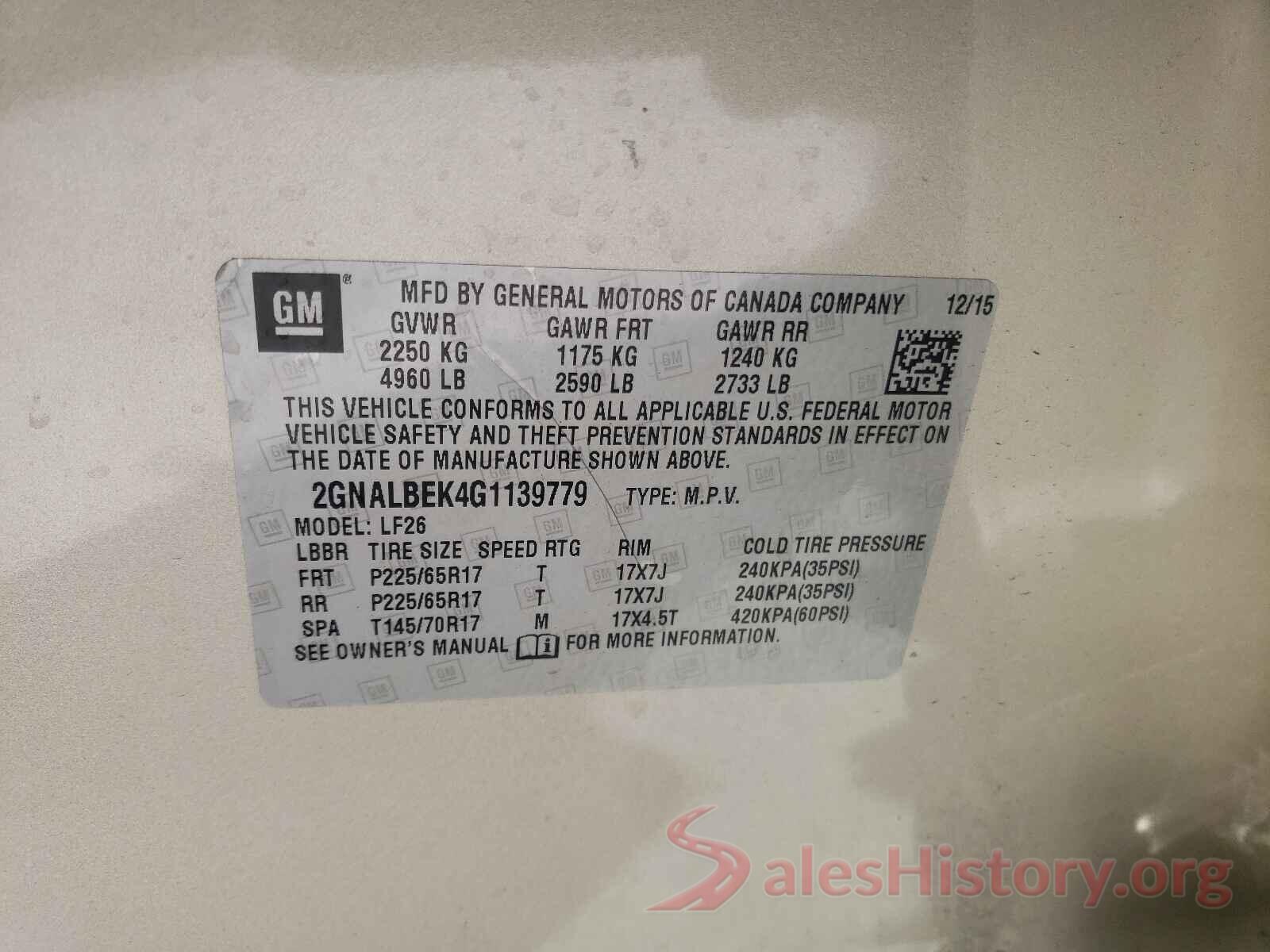 2GNALBEK4G1139779 2016 CHEVROLET EQUINOX