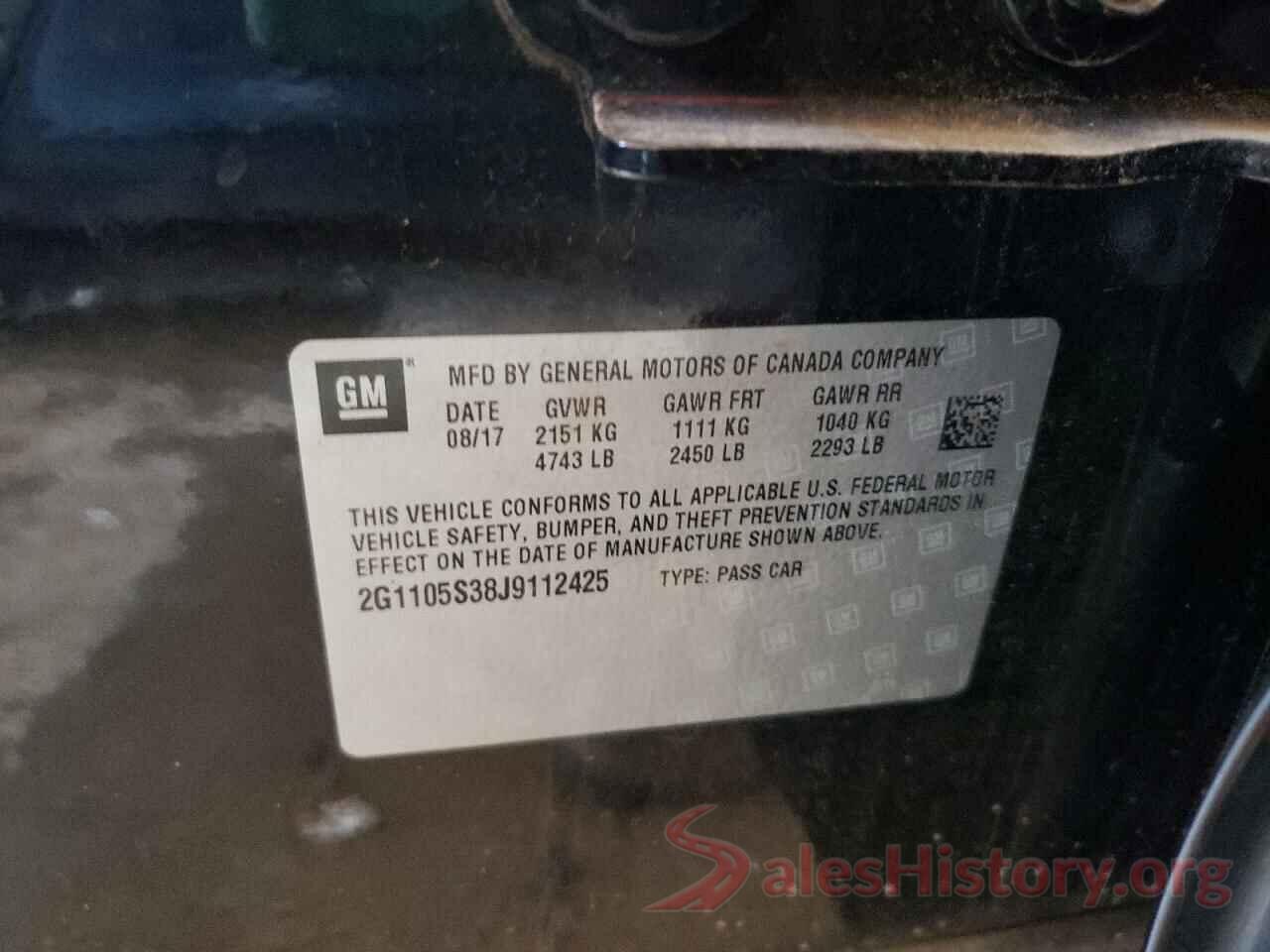 2G1105S38J9112425 2018 CHEVROLET IMPALA