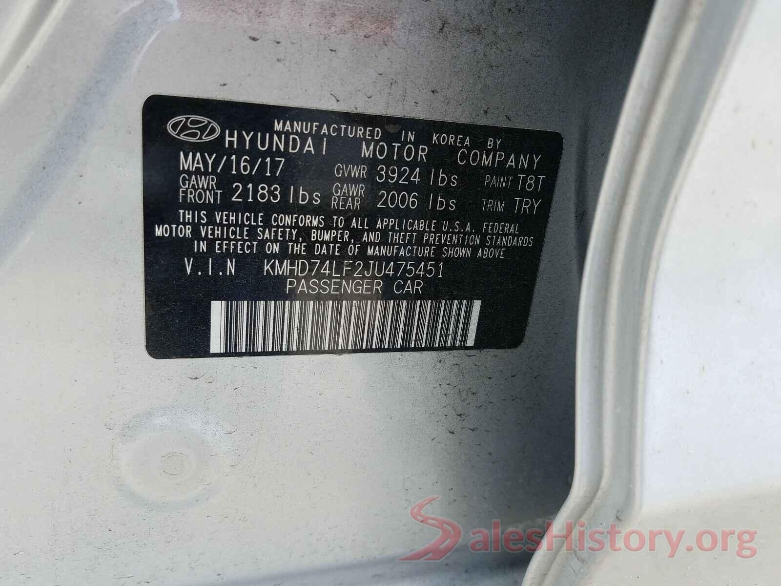 KMHD74LF2JU475451 2018 HYUNDAI ELANTRA