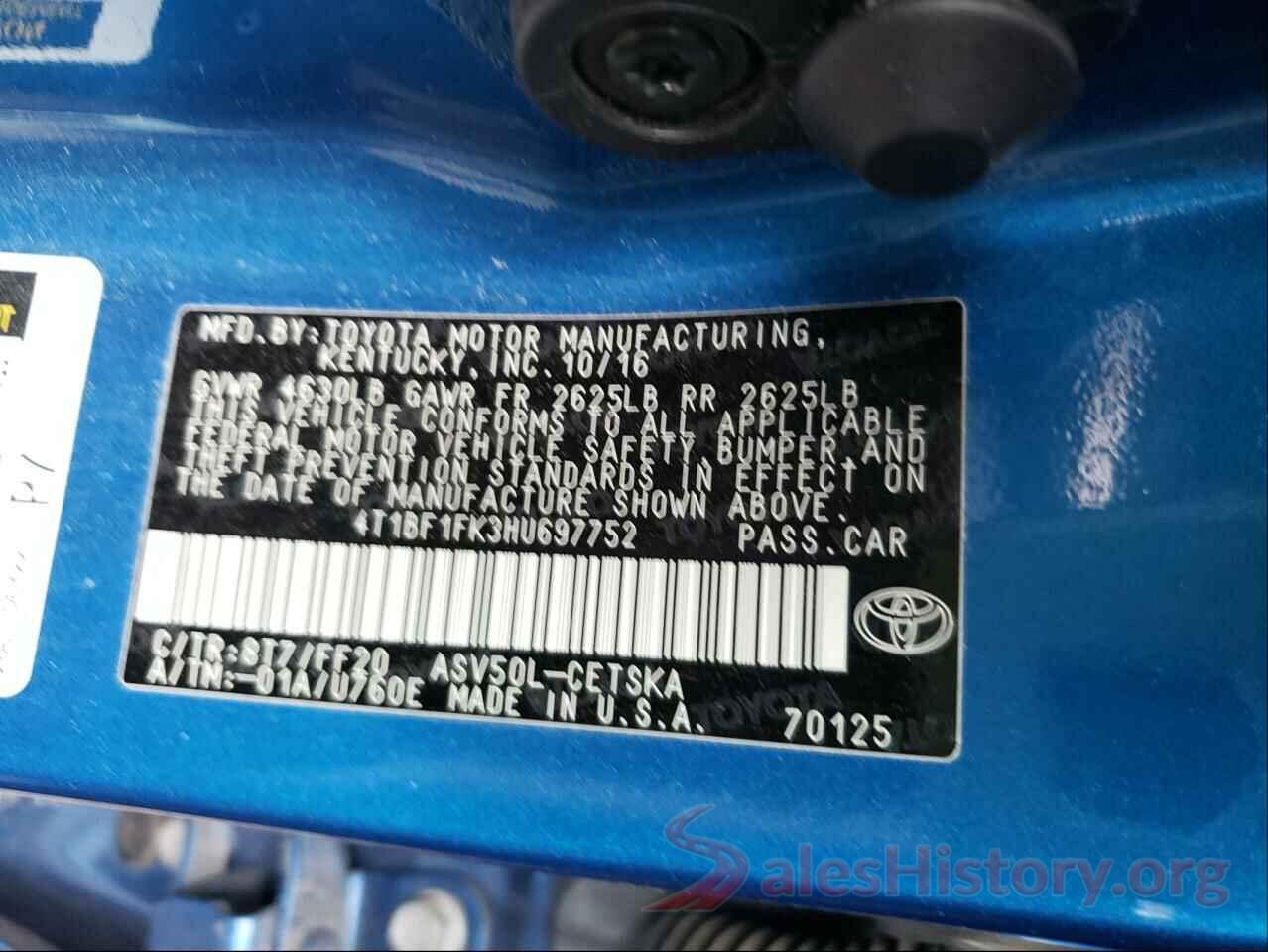 4T1BF1FK3HU697752 2017 TOYOTA CAMRY