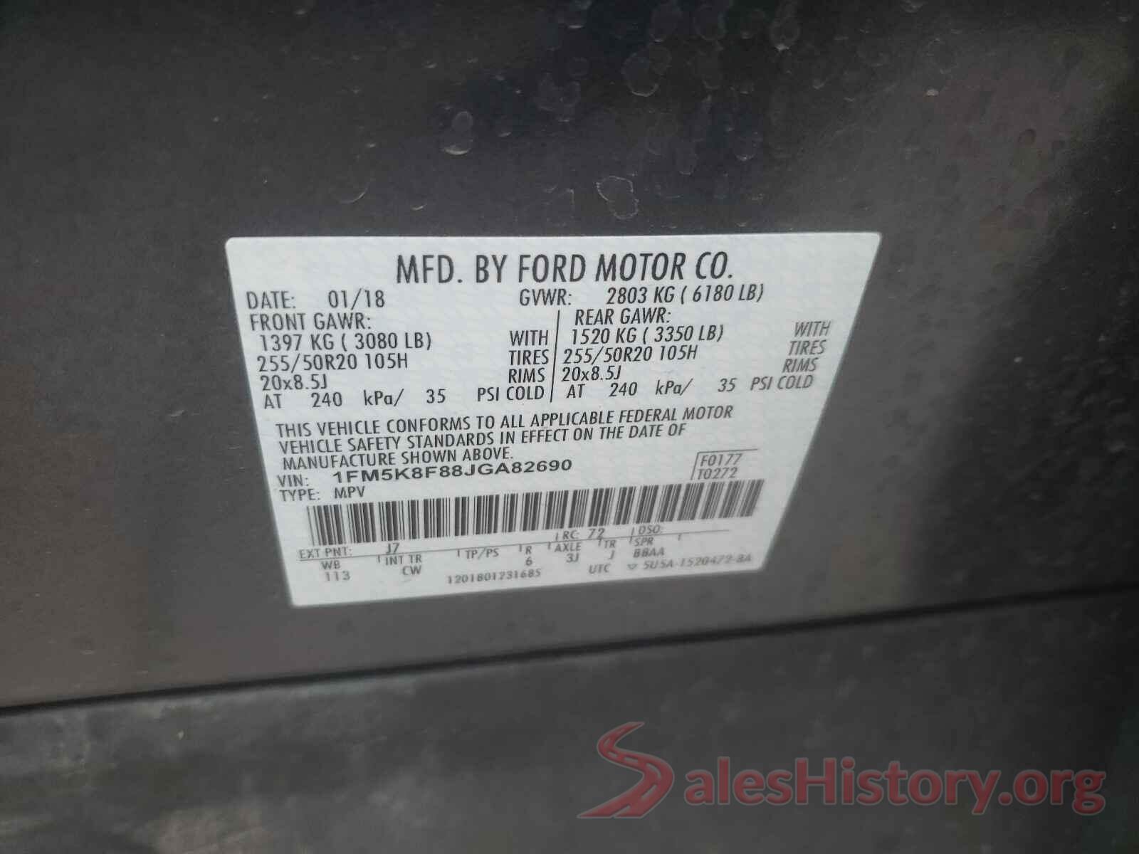 1FM5K8F88JGA82690 2018 FORD EXPLORER