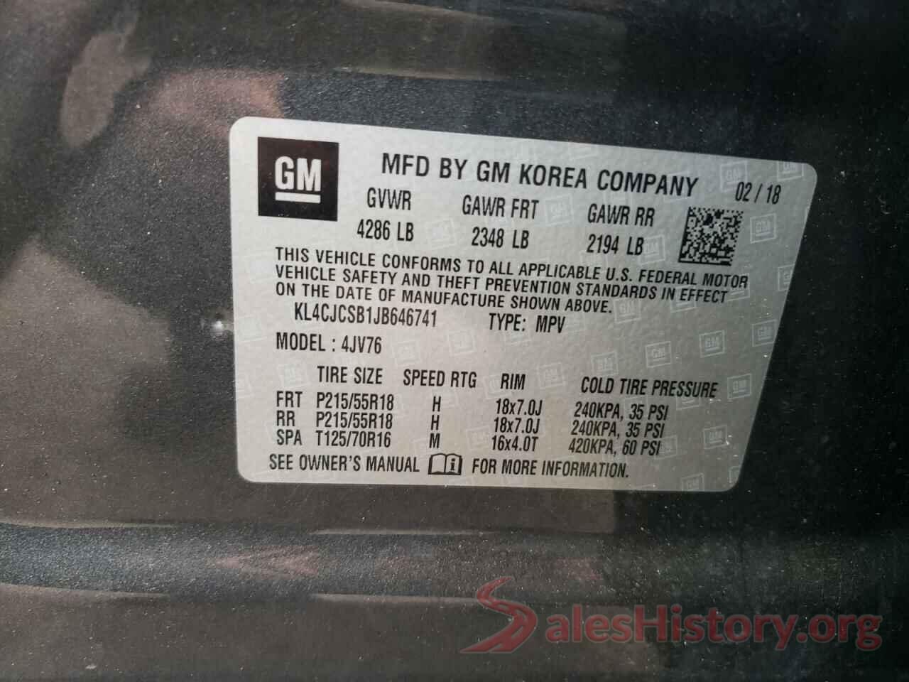 KL4CJCSB1JB646741 2018 BUICK ENCORE