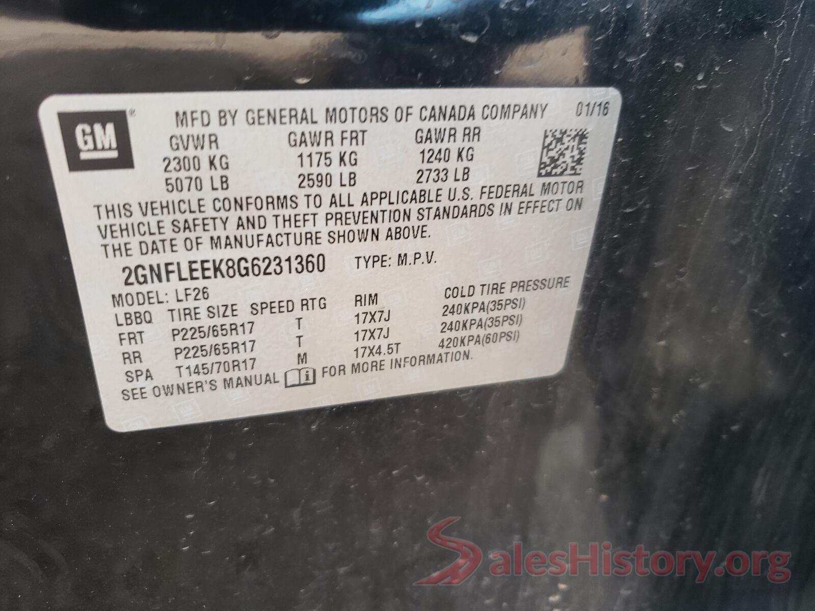 2GNFLEEK8G6231360 2016 CHEVROLET EQUINOX