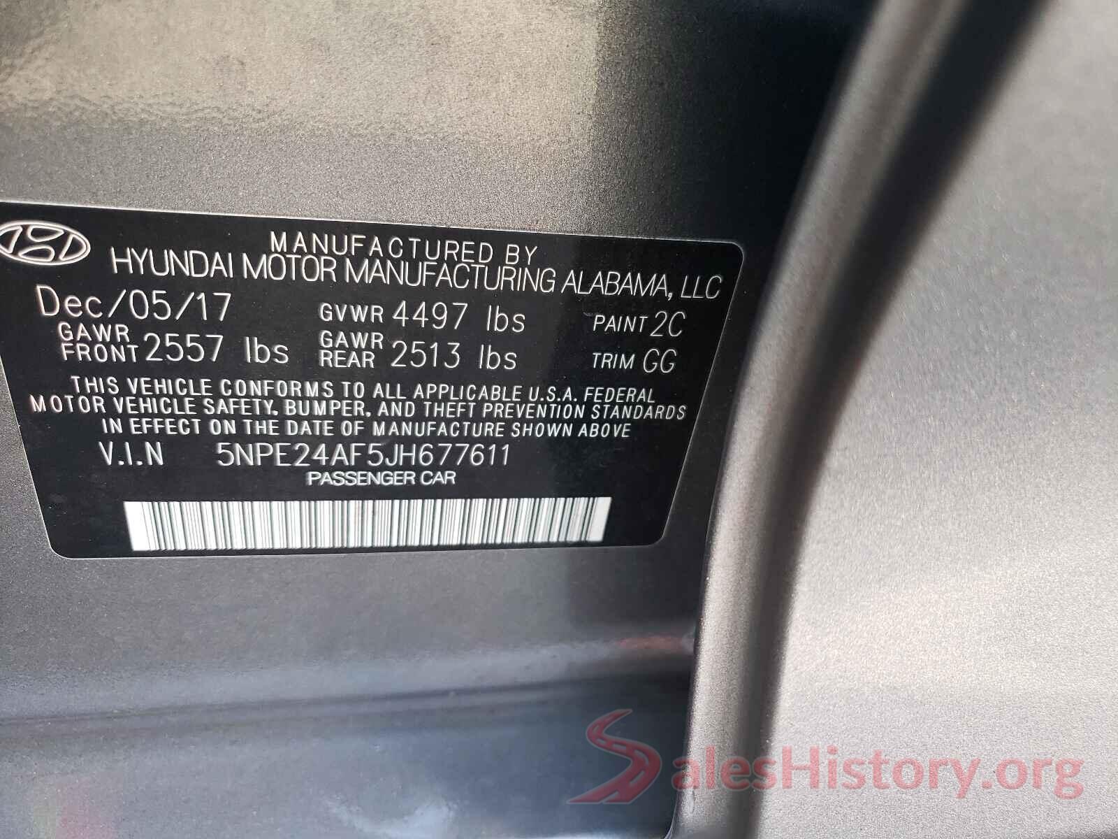 5NPE24AF5JH677611 2018 HYUNDAI SONATA