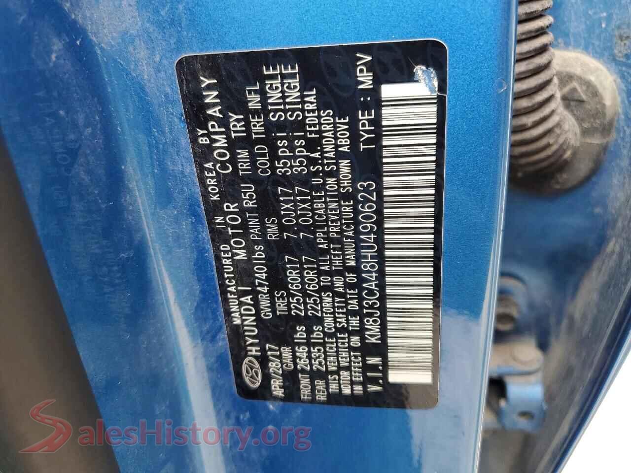 2017 HYUNDAI TUCSON VIN KM8J3CA48HU490623, wheel and tire