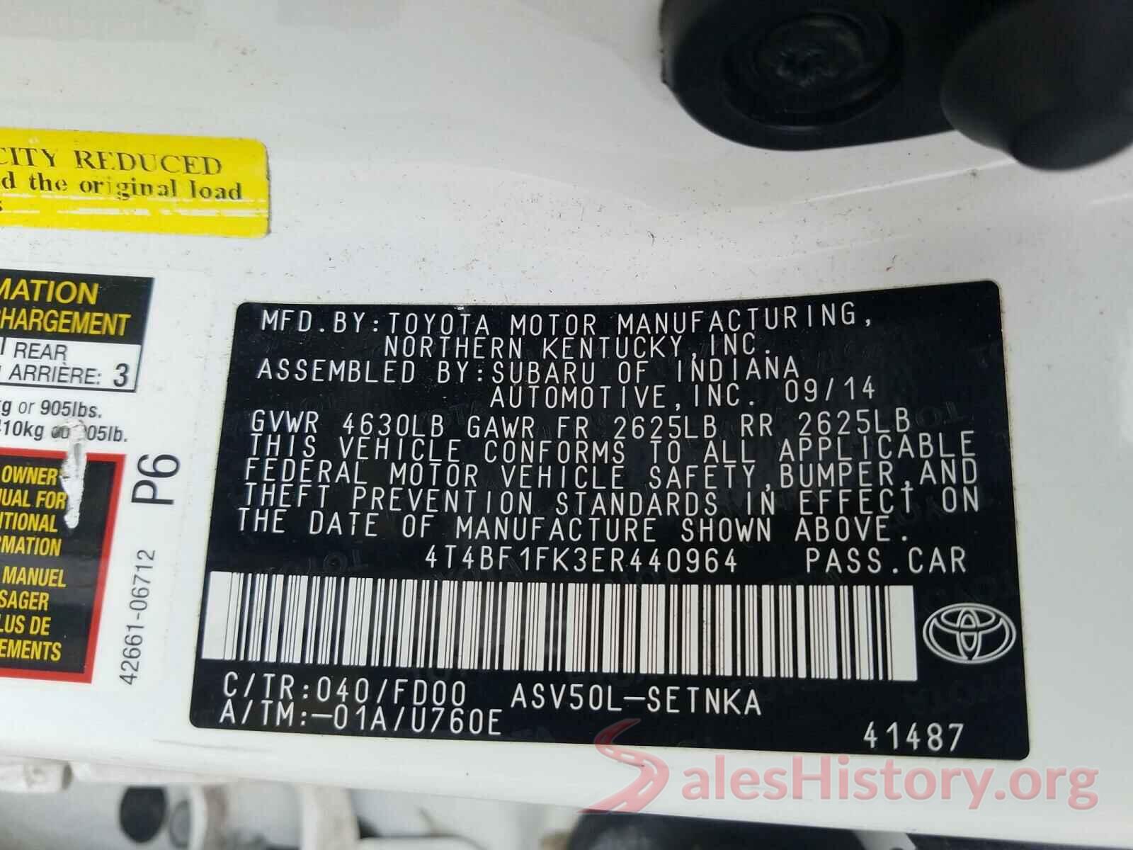 4T4BF1FK3ER440964 2014 TOYOTA CAMRY