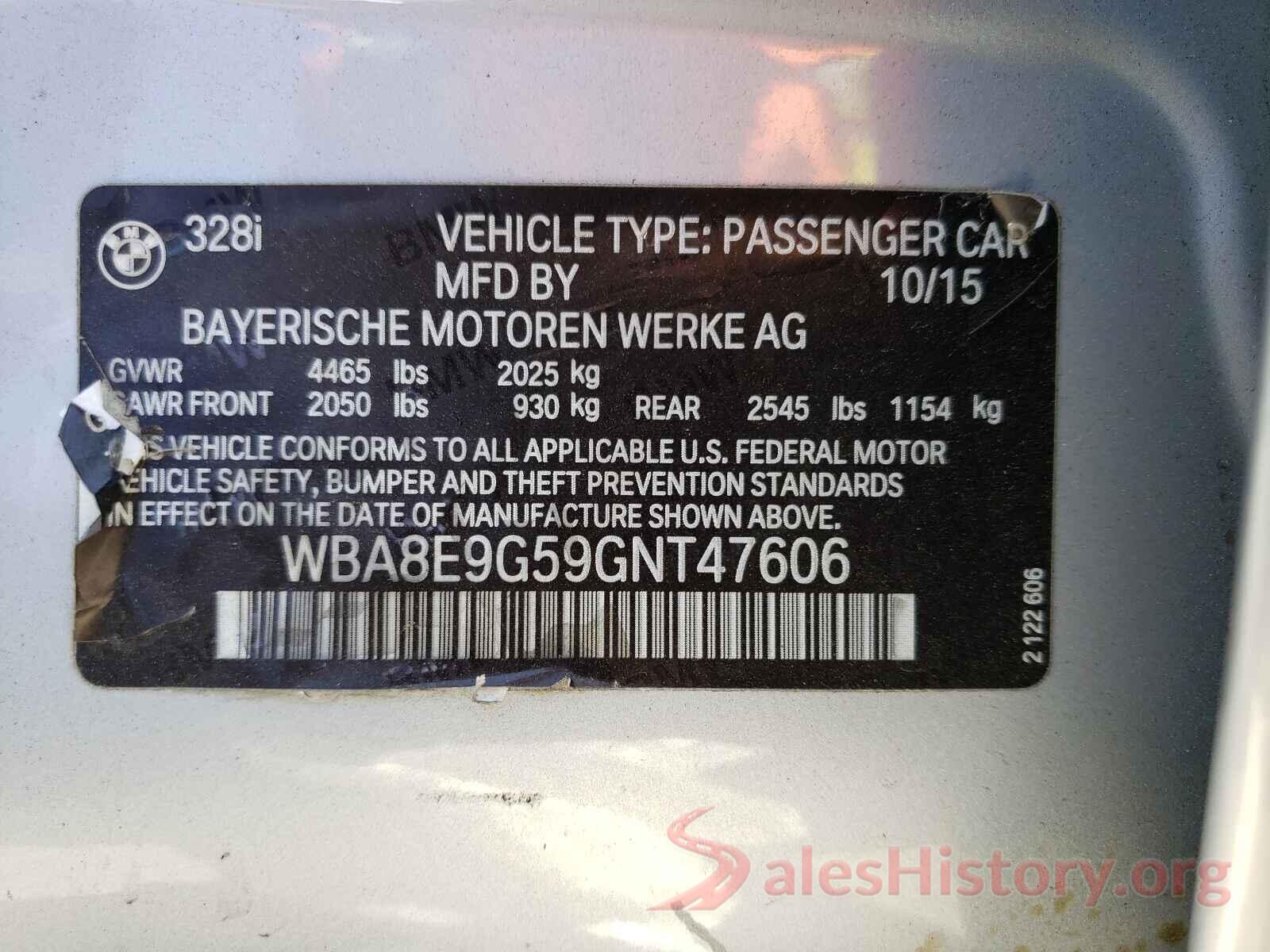 WBA8E9G59GNT47606 2016 BMW 3 SERIES