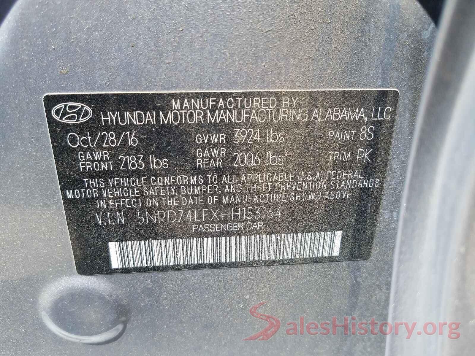 5NPD74LFXHH153164 2017 HYUNDAI ELANTRA