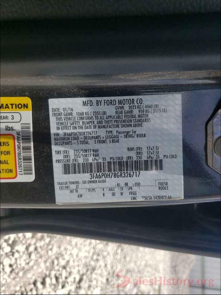 3FA6P0H78GR326717 2016 FORD FUSION