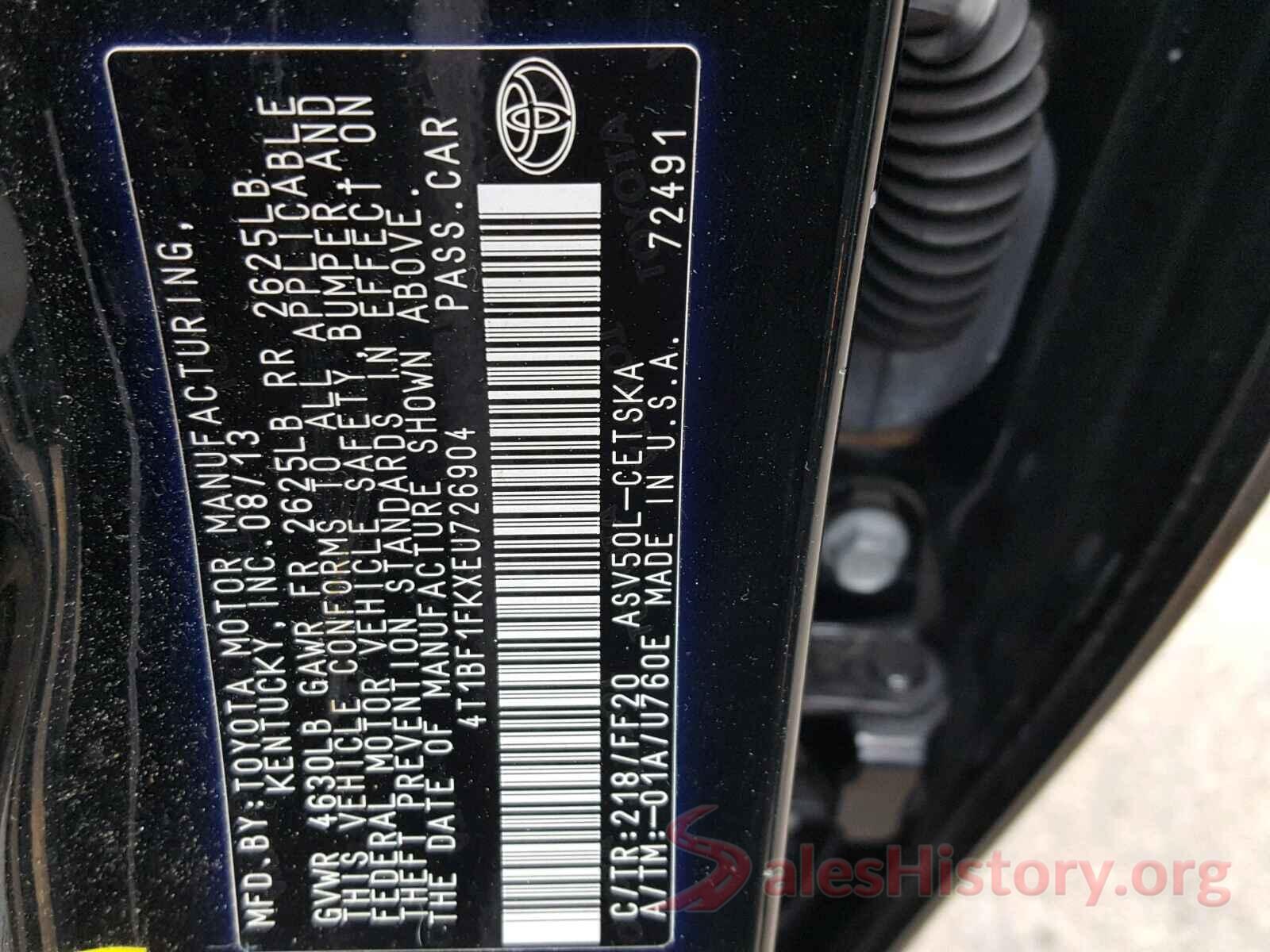 4T1BF1FKXEU726904 2014 TOYOTA CAMRY