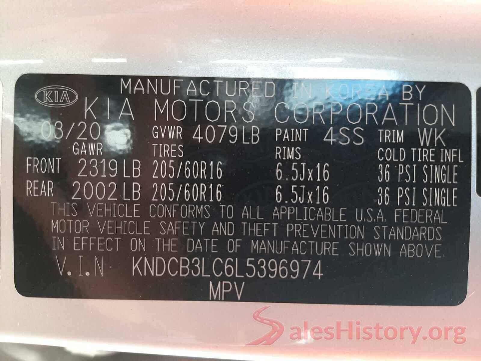 KNDCB3LC6L5396974 2020 KIA NIRO