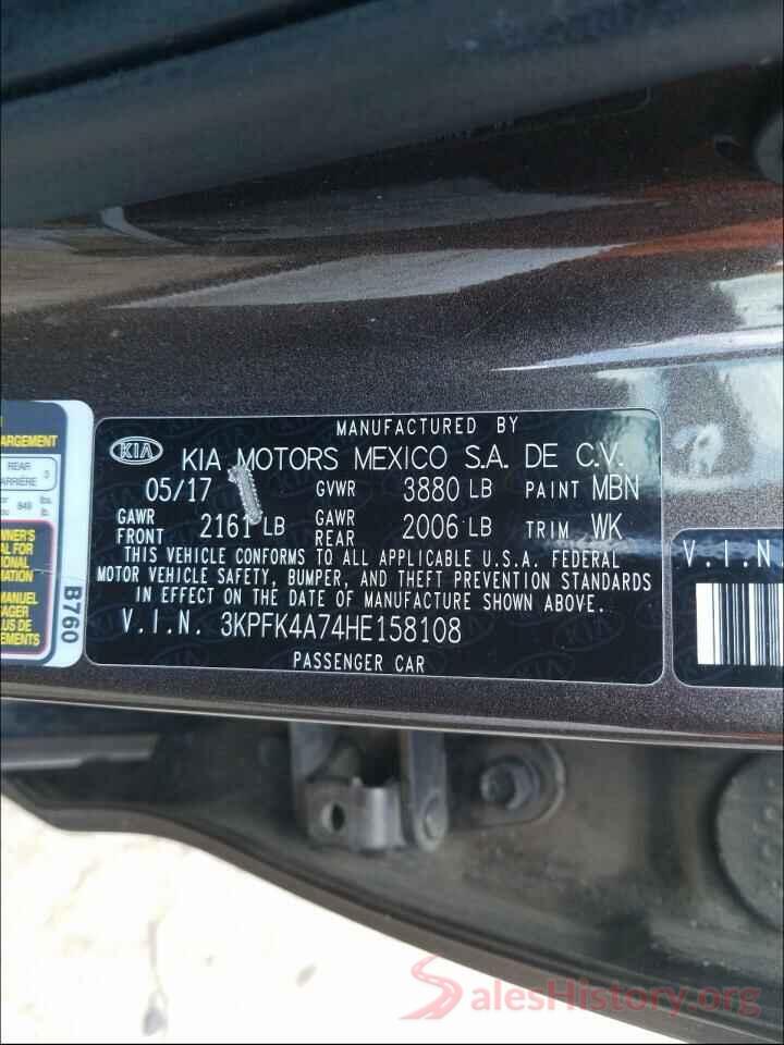 3KPFK4A74HE158108 2017 KIA FORTE