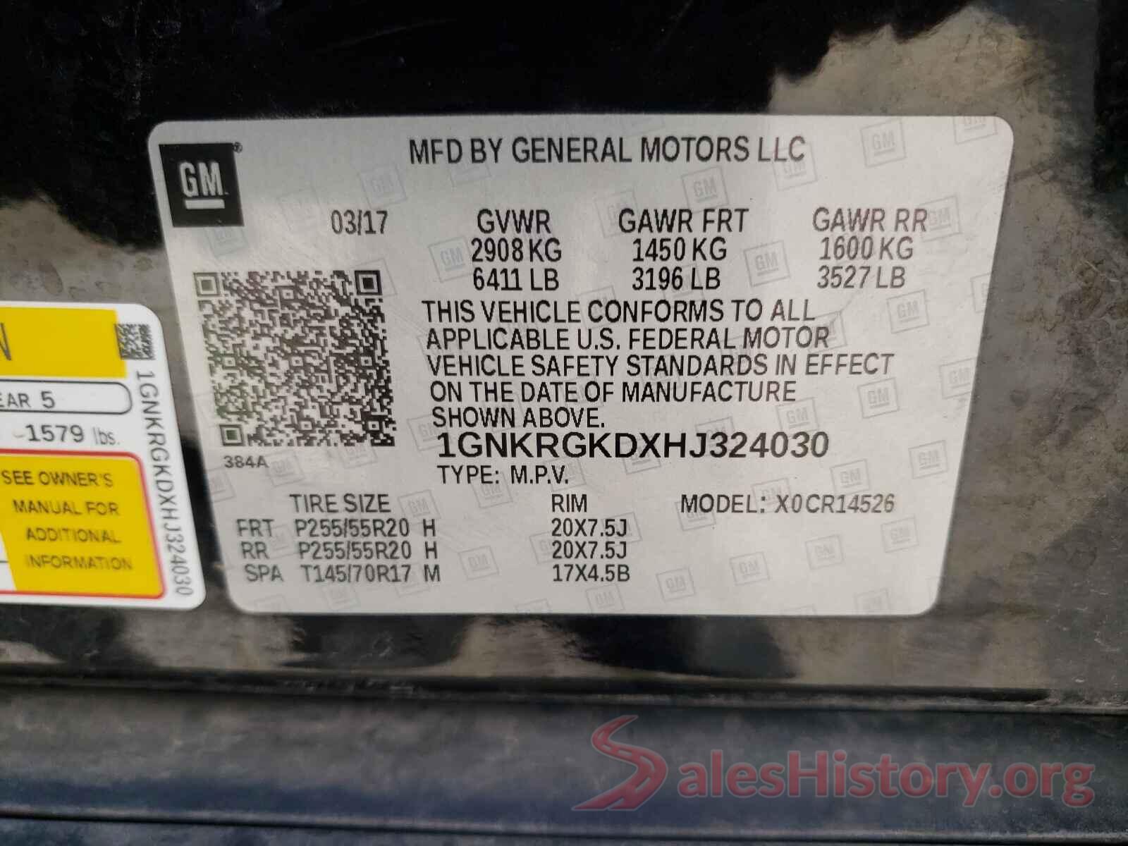 1GNKRGKDXHJ324030 2017 CHEVROLET TRAVERSE