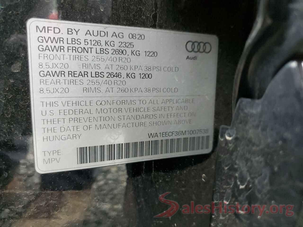 WA1EECF36M1007538 2021 AUDI Q3