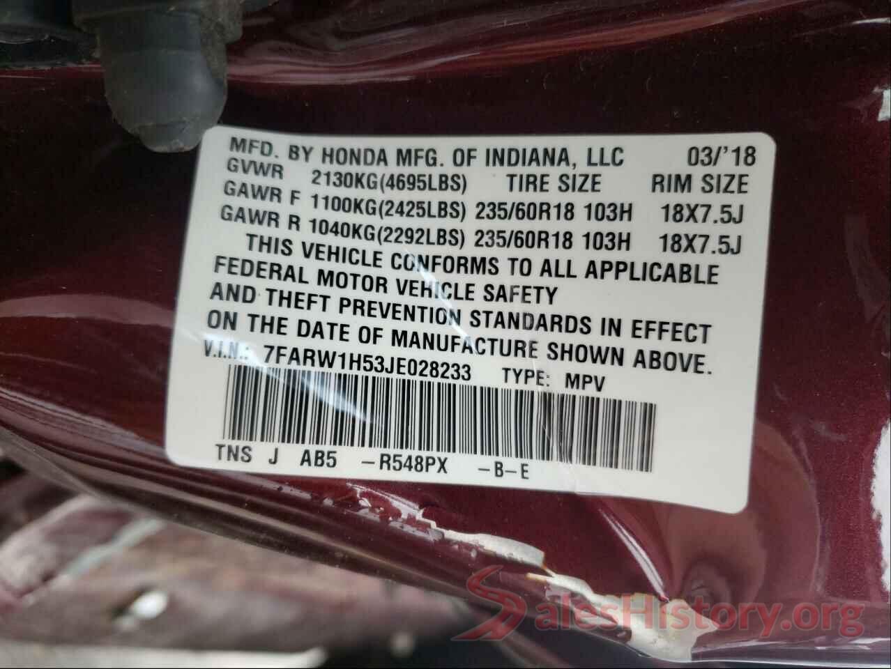 7FARW1H53JE028233 2018 HONDA CRV