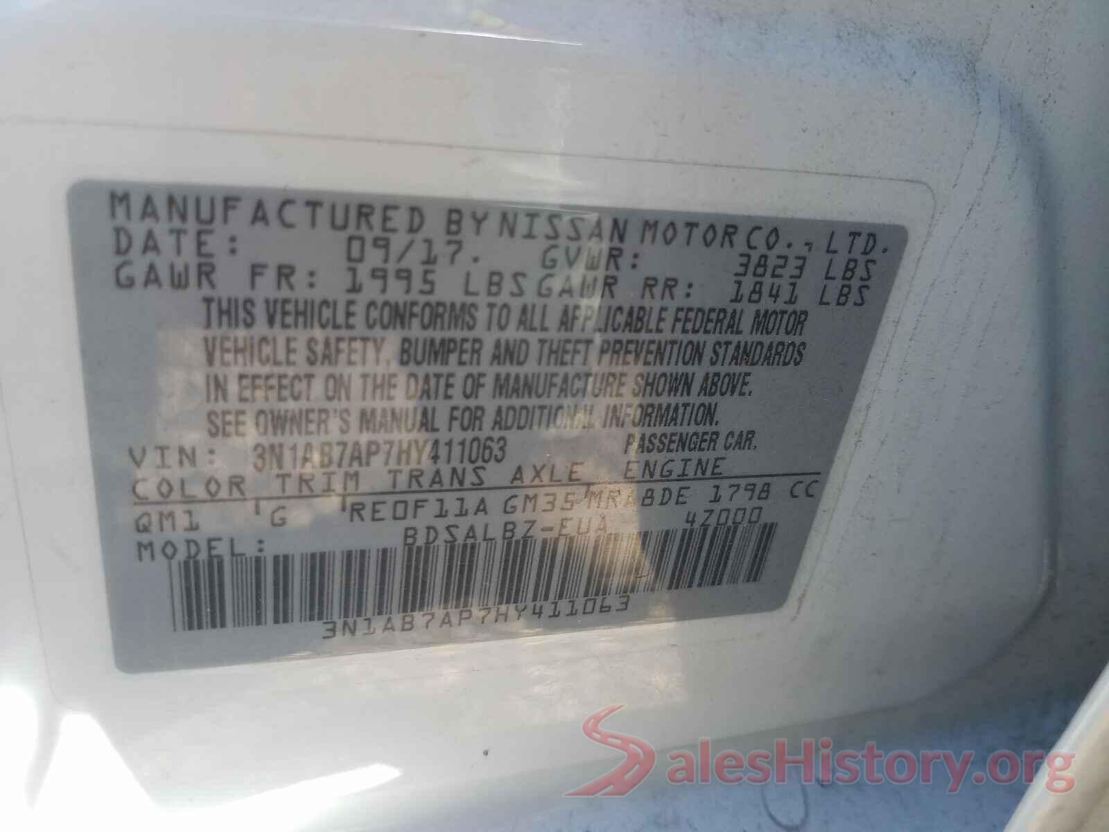 3N1AB7AP7HY411063 2017 NISSAN SENTRA