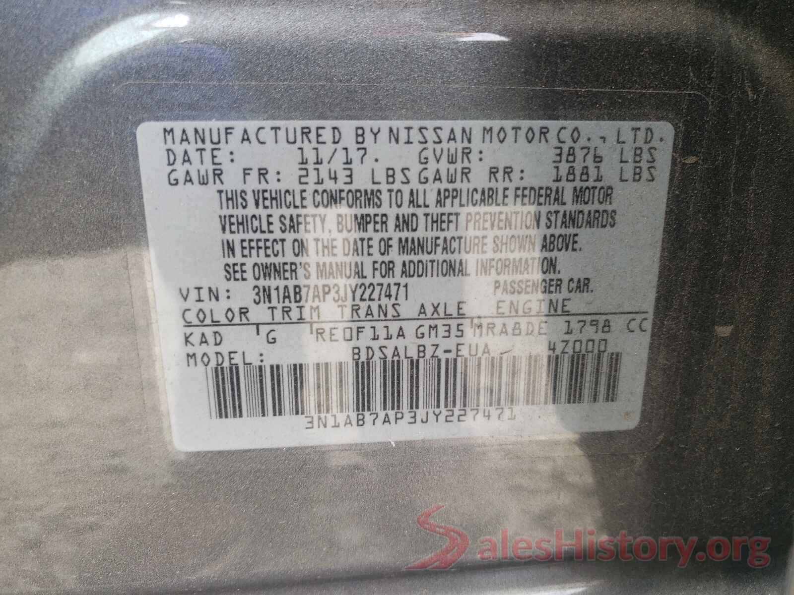 3N1AB7AP3JY227471 2018 NISSAN SENTRA