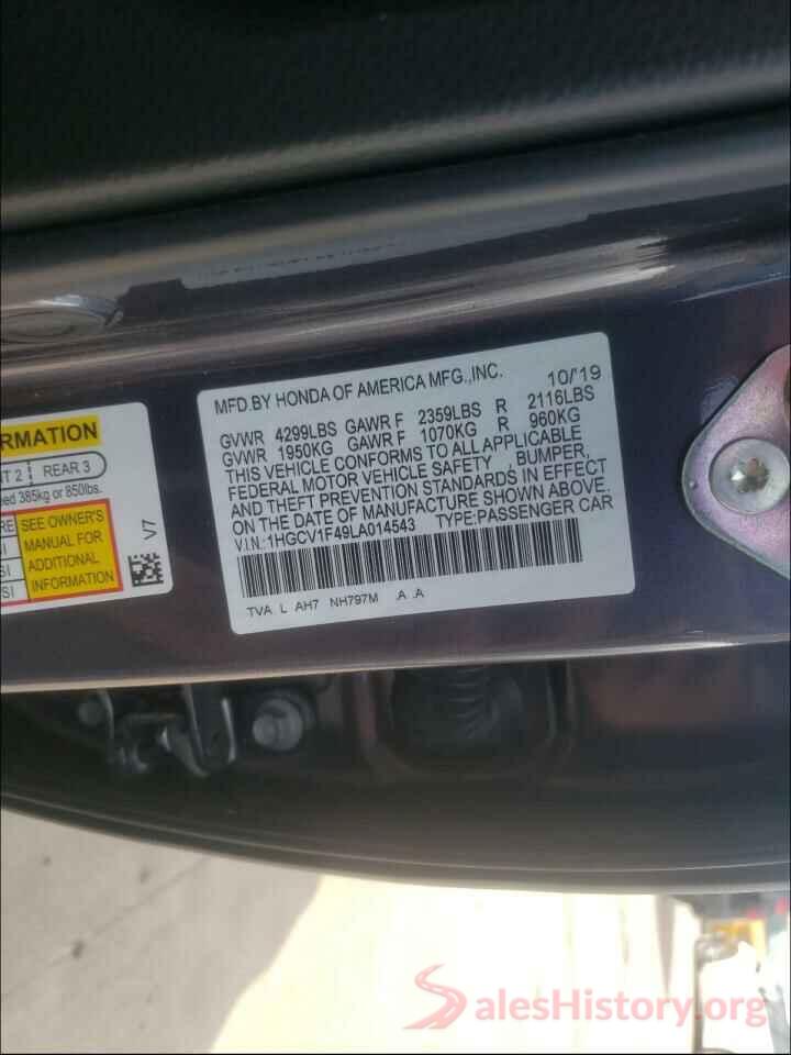 1HGCV1F49LA014543 2020 HONDA ACCORD