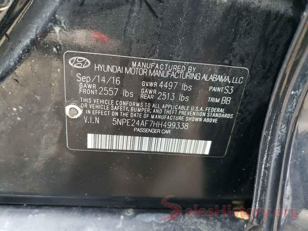 5NPE24AF7HH499338 2017 HYUNDAI SONATA