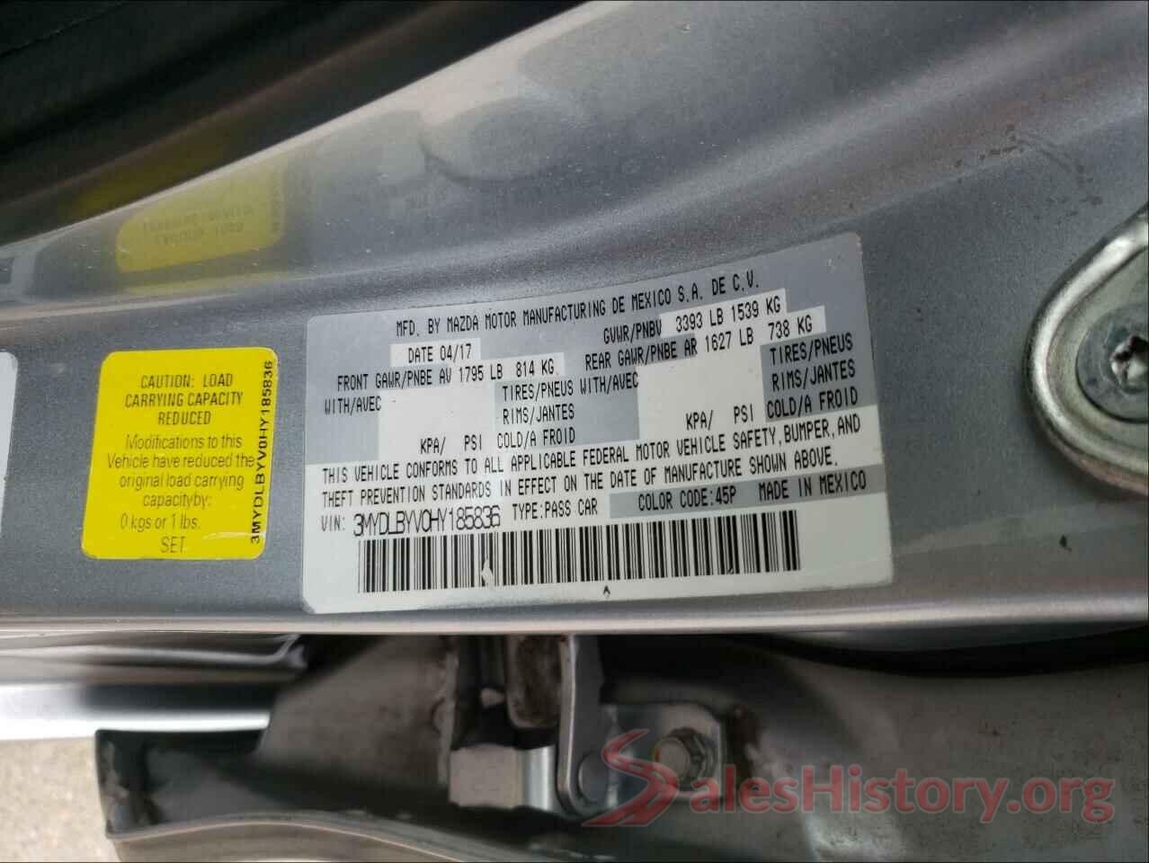 3MYDLBYV0HY185836 2017 TOYOTA YARIS