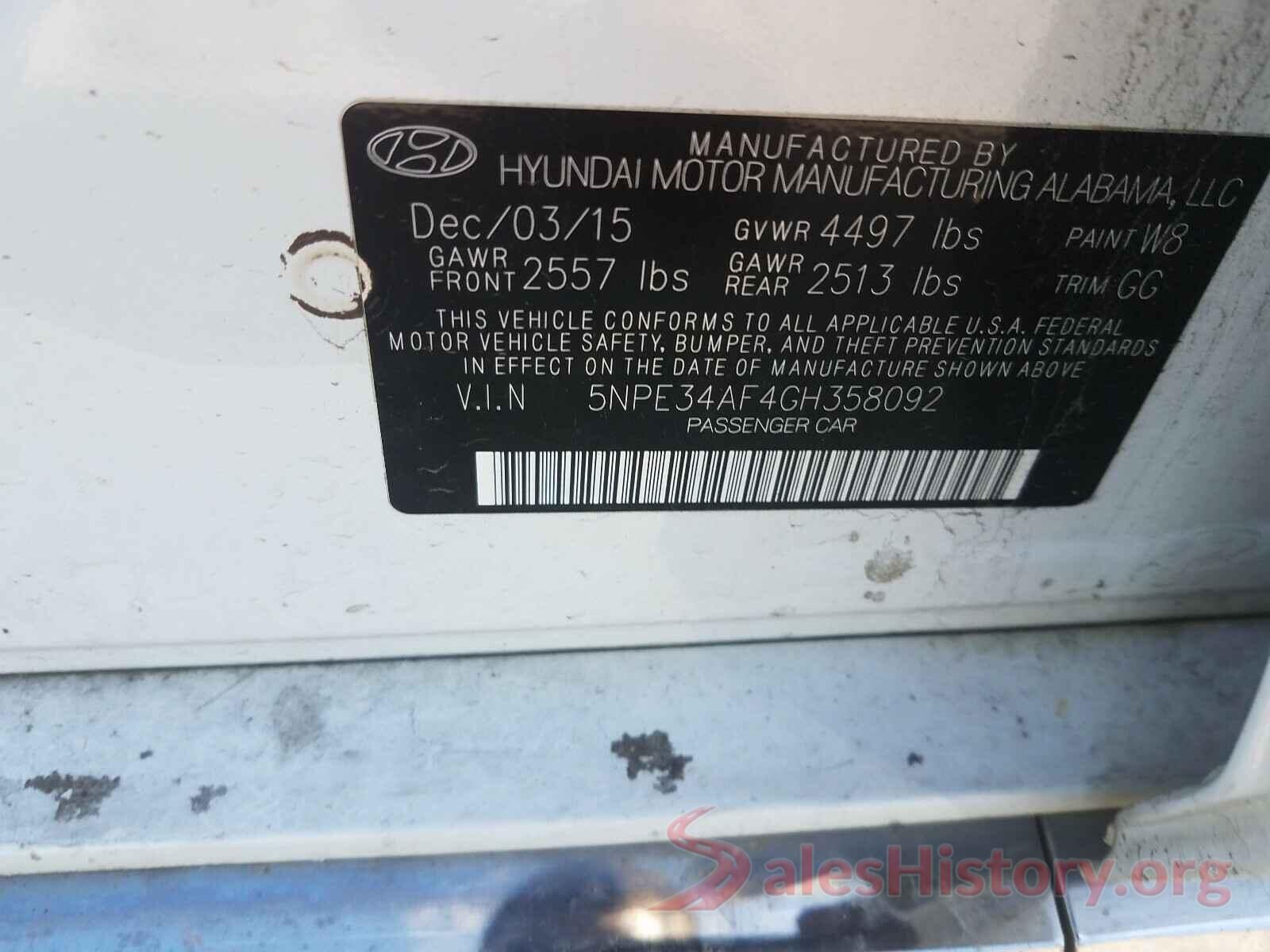 5NPE34AF4GH358092 2016 HYUNDAI SONATA