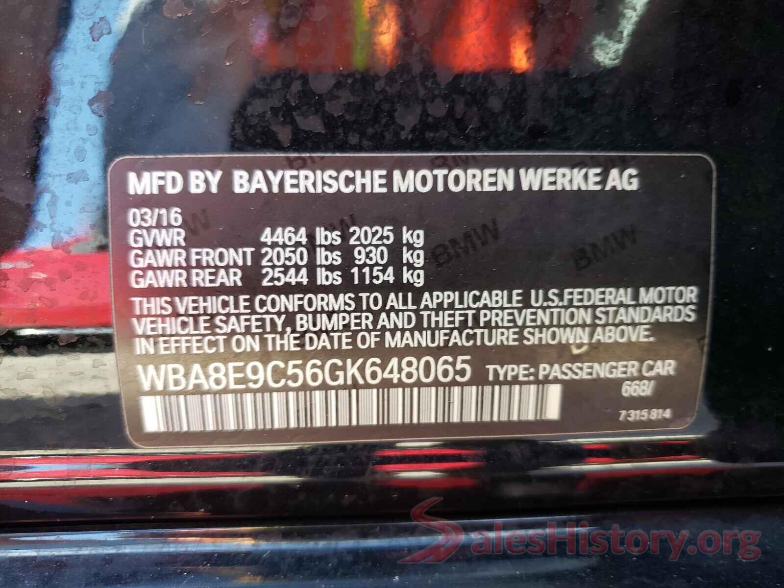 WBA8E9C56GK648065 2016 BMW 3 SERIES