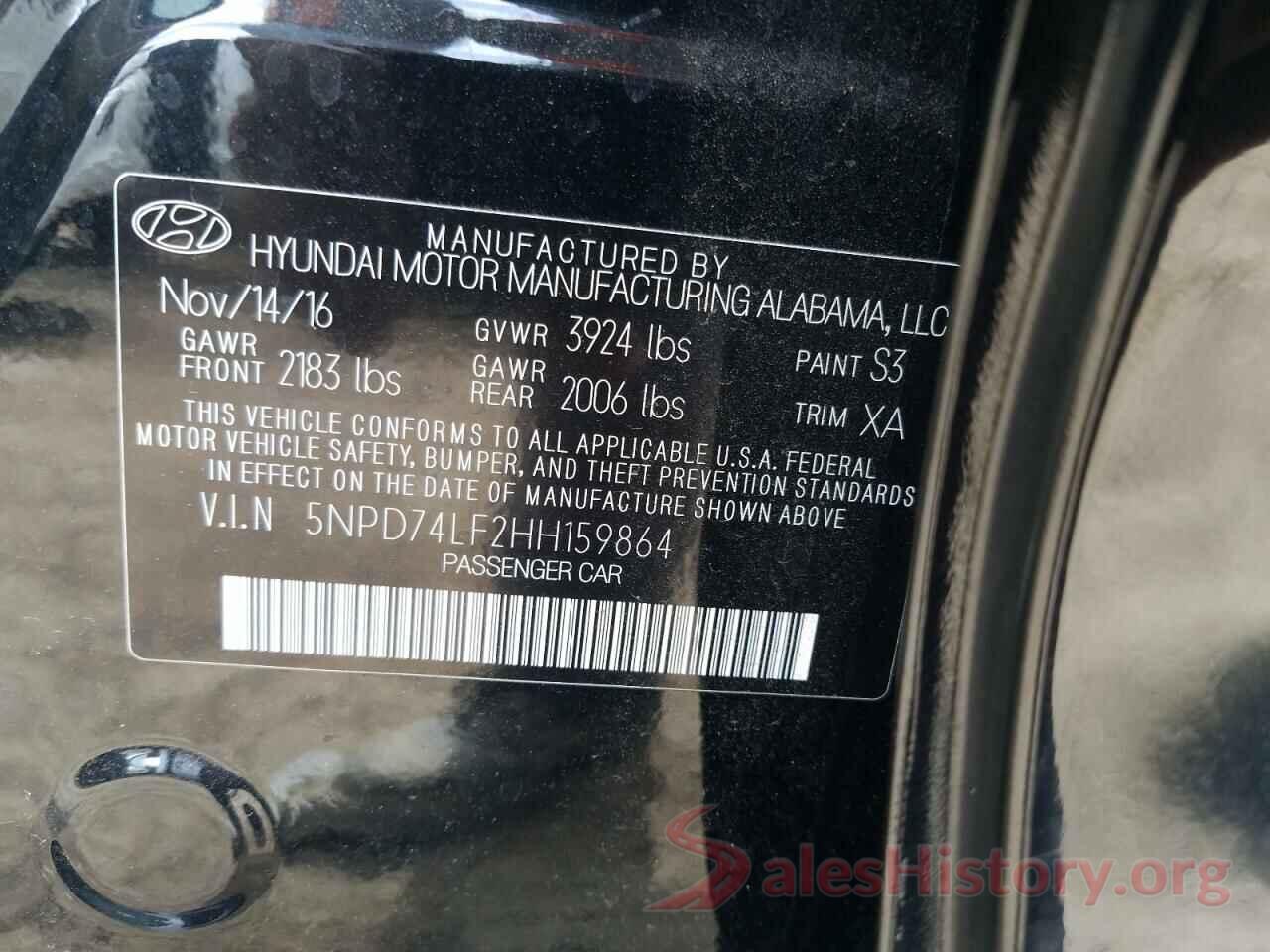 5NPD74LF2HH159864 2017 HYUNDAI ELANTRA