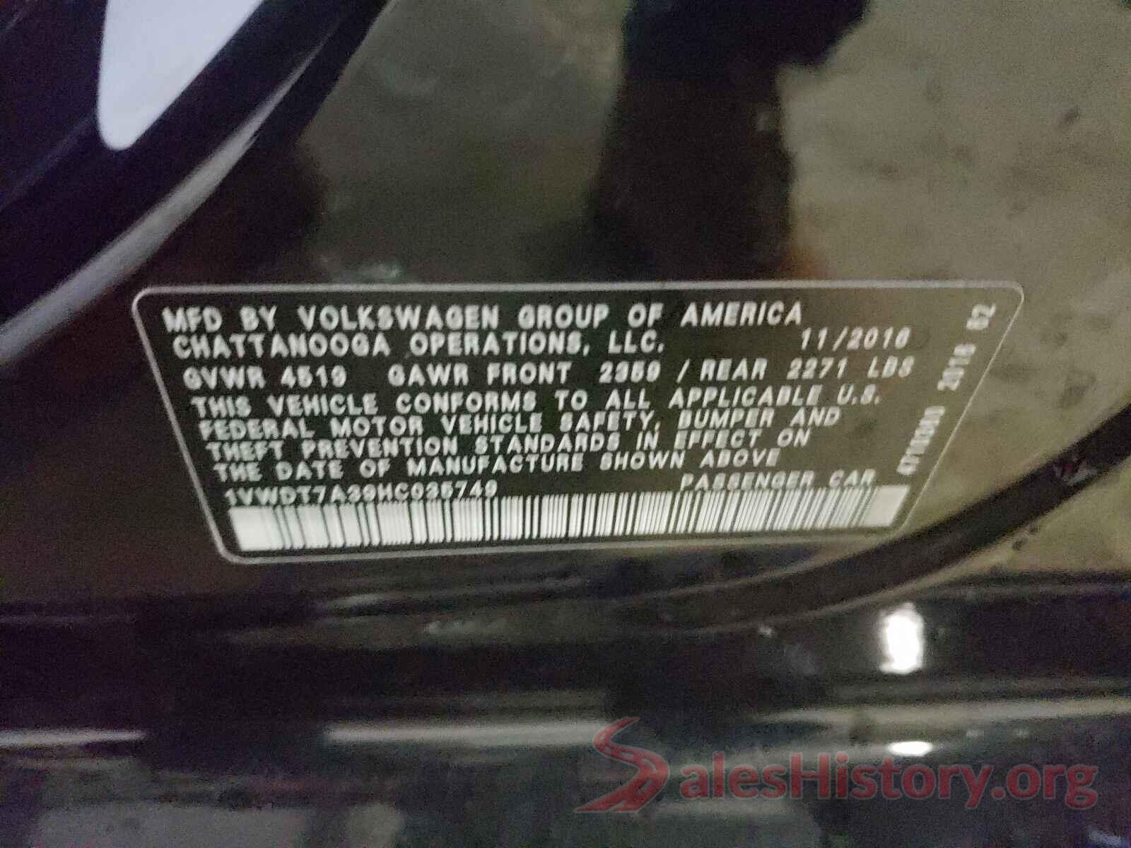 1VWDT7A39HC035749 2017 VOLKSWAGEN PASSAT