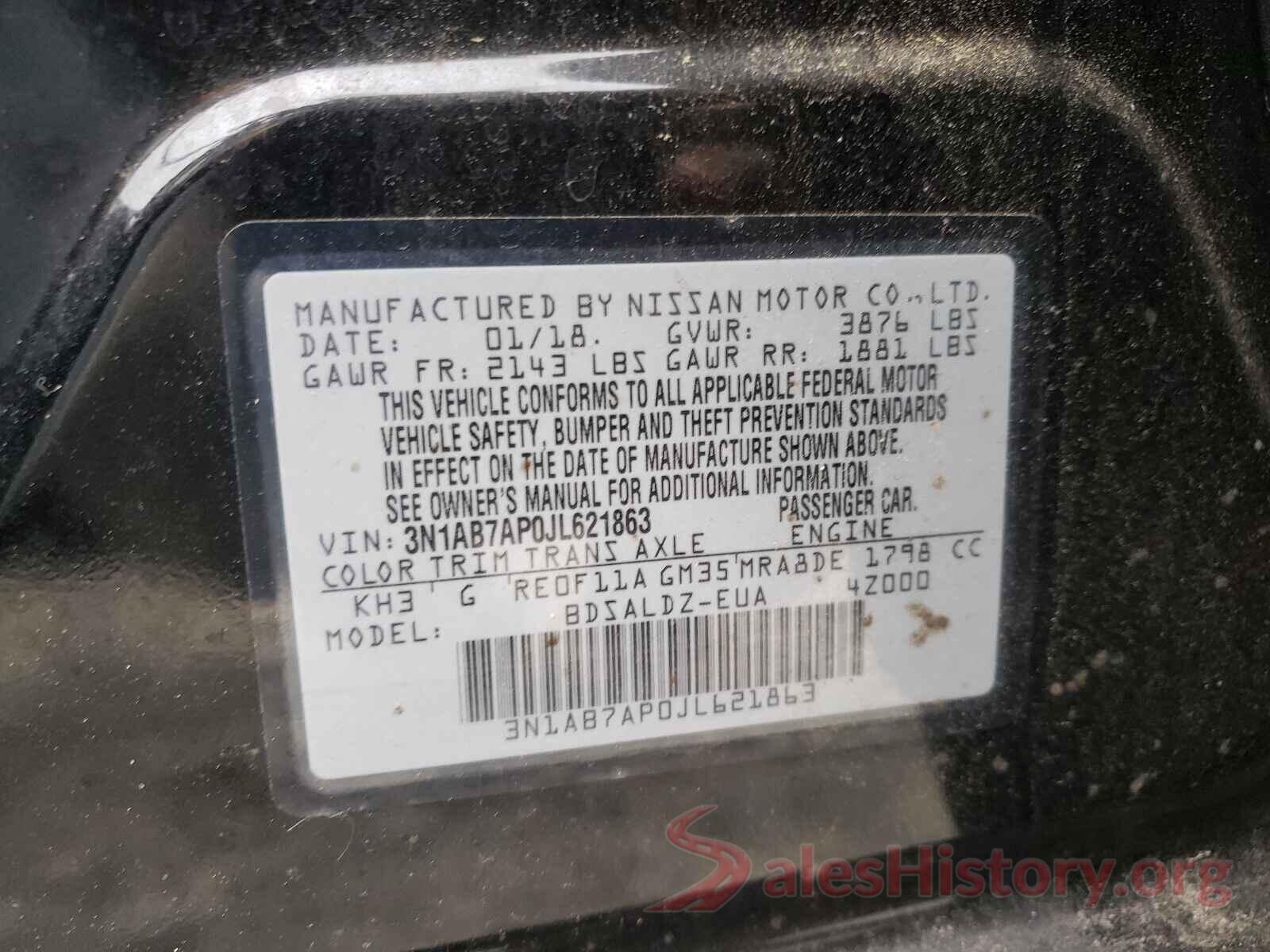 3N1AB7AP0JL621863 2018 NISSAN SENTRA