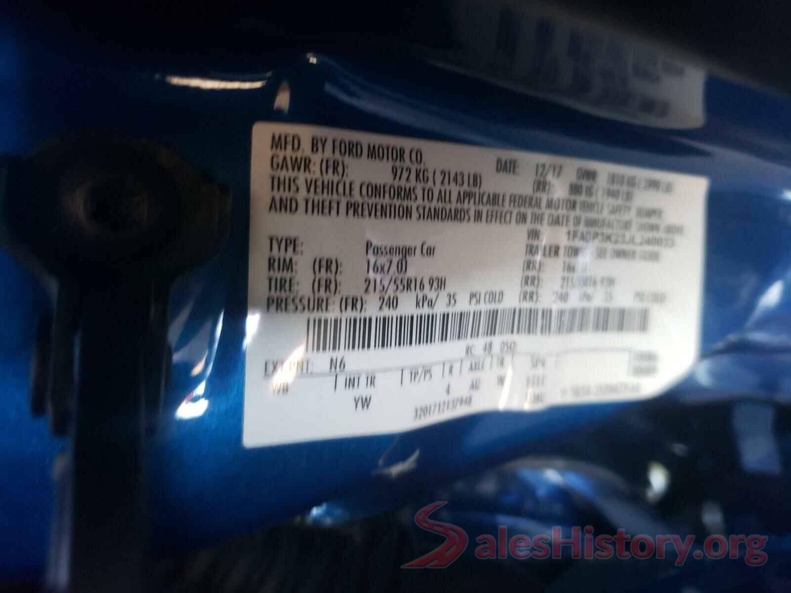 1FADP3K23JL240033 2018 FORD FOCUS