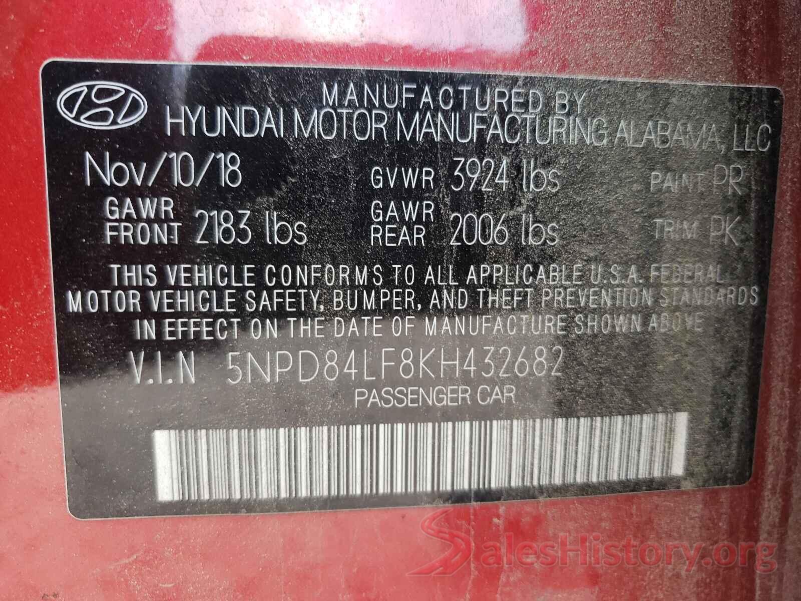 5NPD84LF8KH432682 2019 HYUNDAI ELANTRA