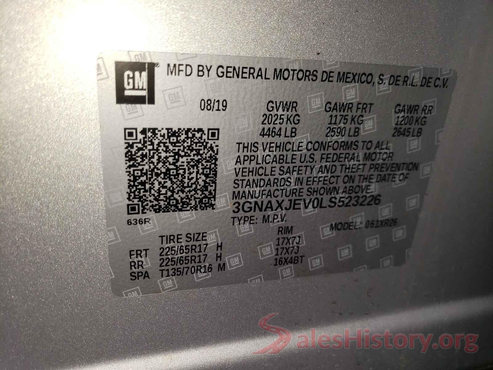 3GNAXJEV0LS523226 2020 CHEVROLET EQUINOX