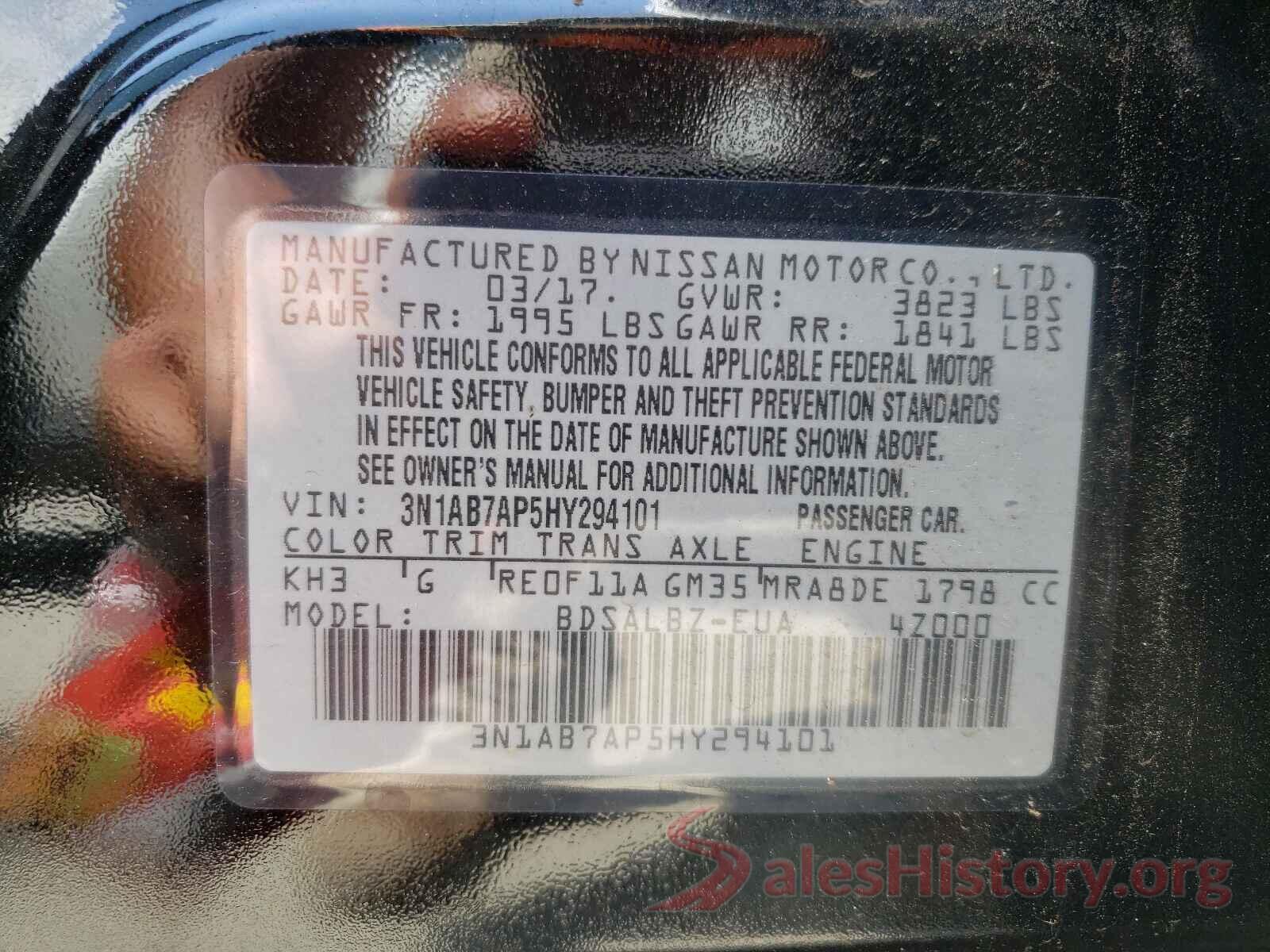 3N1AB7AP5HY294101 2017 NISSAN SENTRA