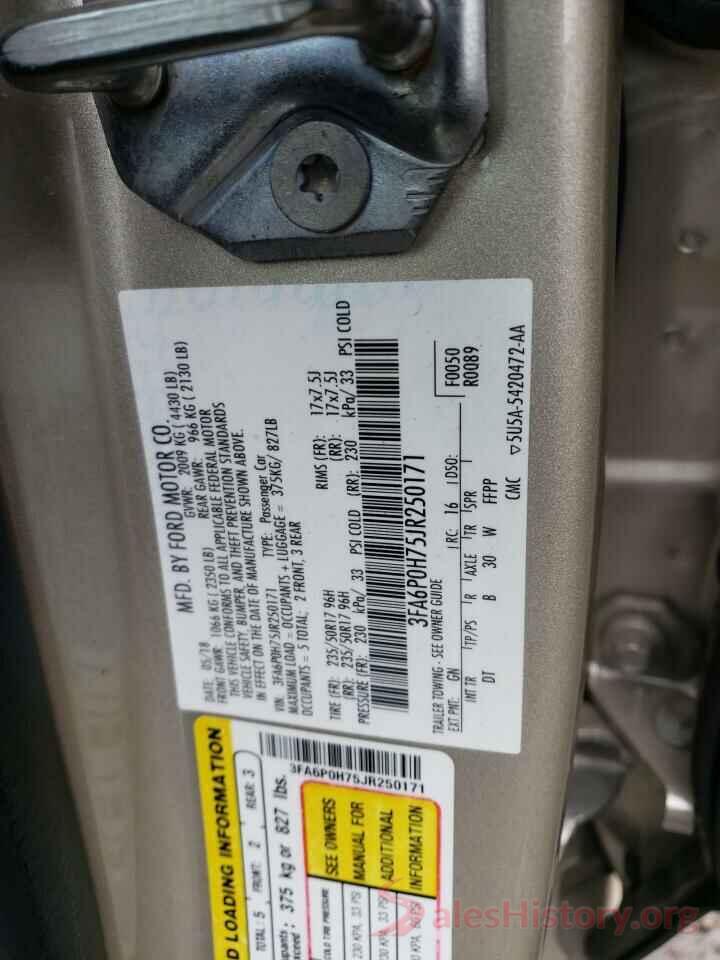 3FA6P0H75JR250171 2018 FORD FUSION