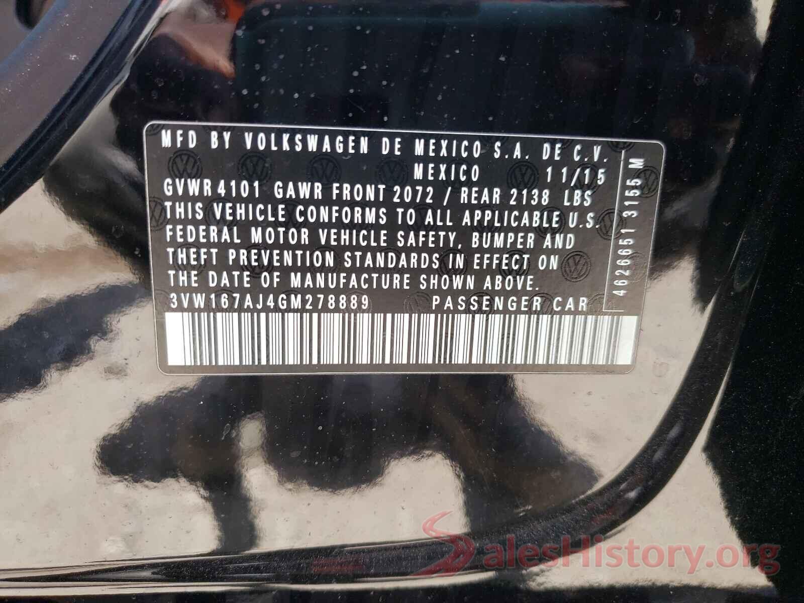 3VW167AJ4GM278889 2016 VOLKSWAGEN JETTA