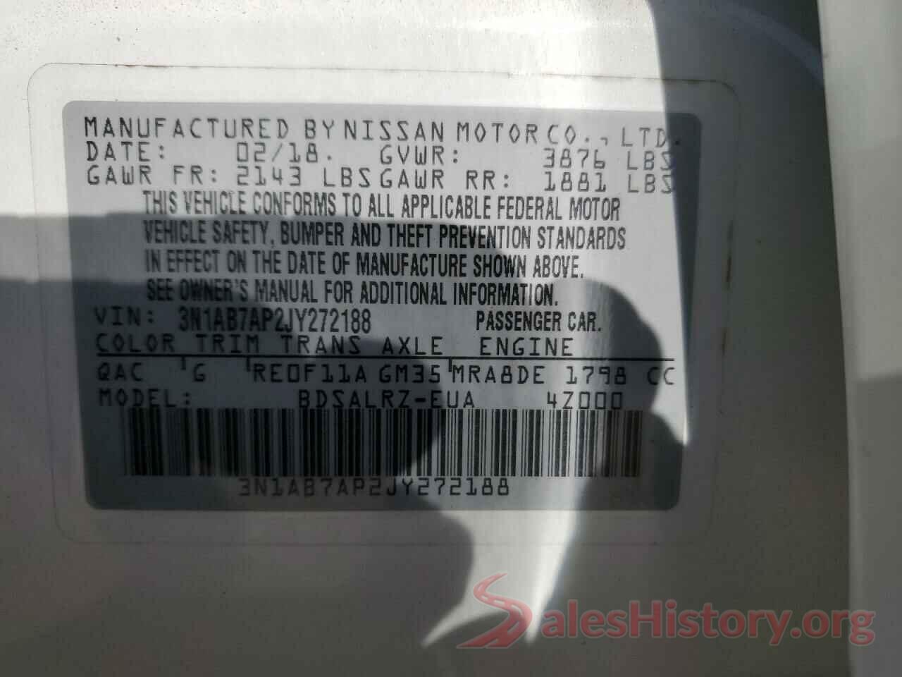 3N1AB7AP2JY272188 2018 NISSAN SENTRA