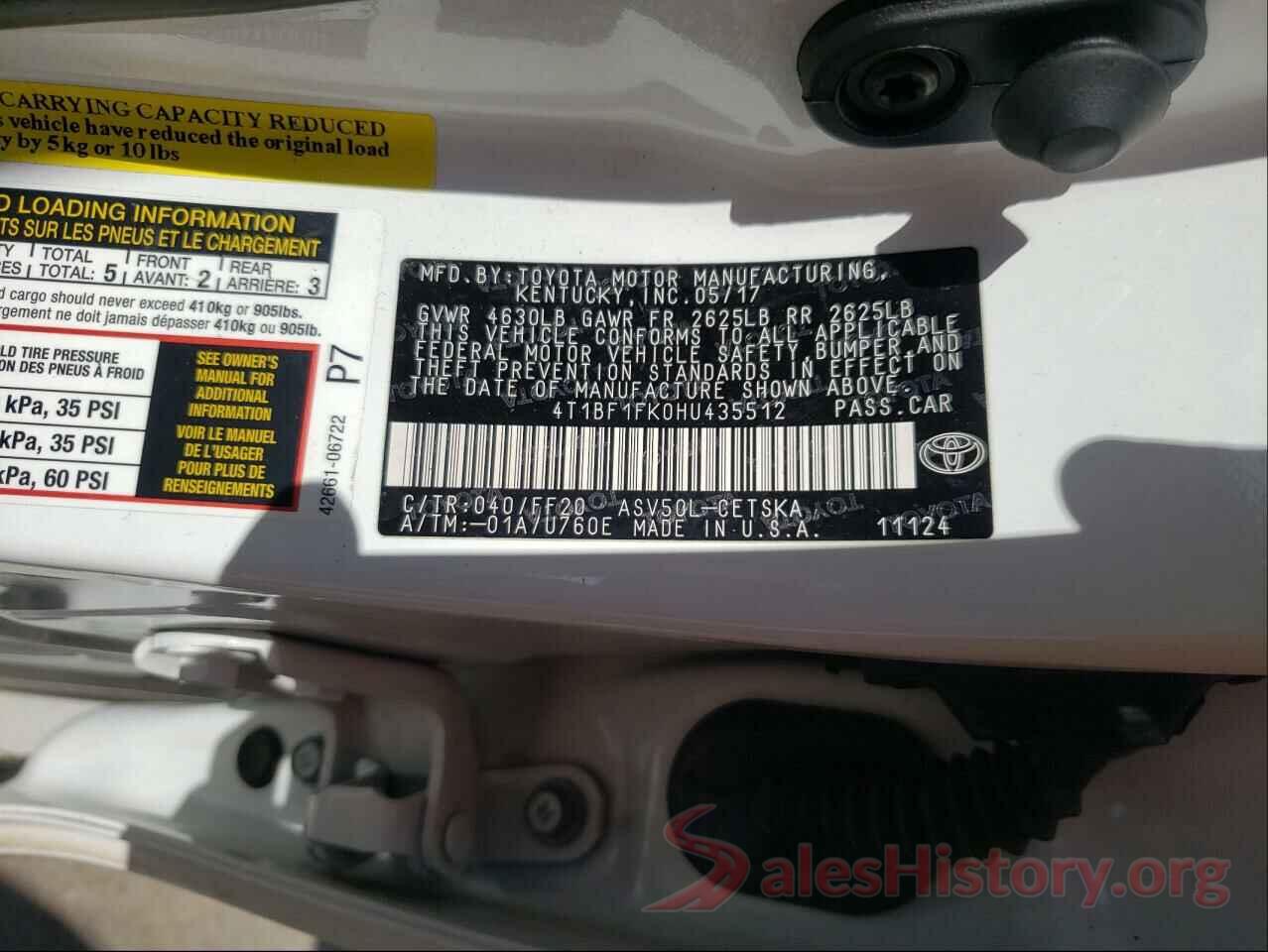 4T1BF1FK0HU435512 2017 TOYOTA CAMRY