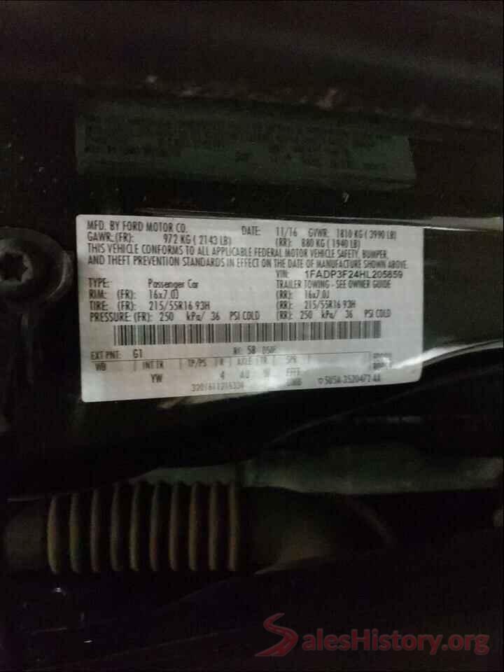 1FADP3F24HL205859 2017 FORD FOCUS