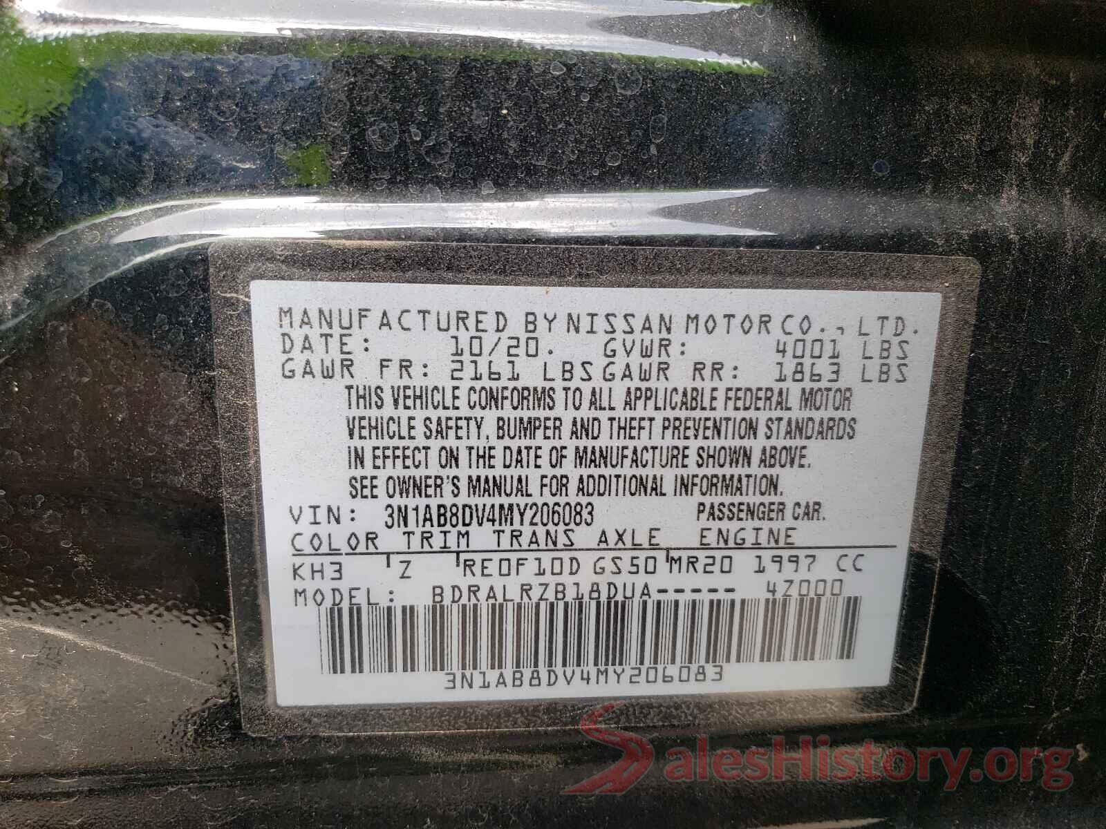 3N1AB8DV4MY206083 2021 NISSAN SENTRA