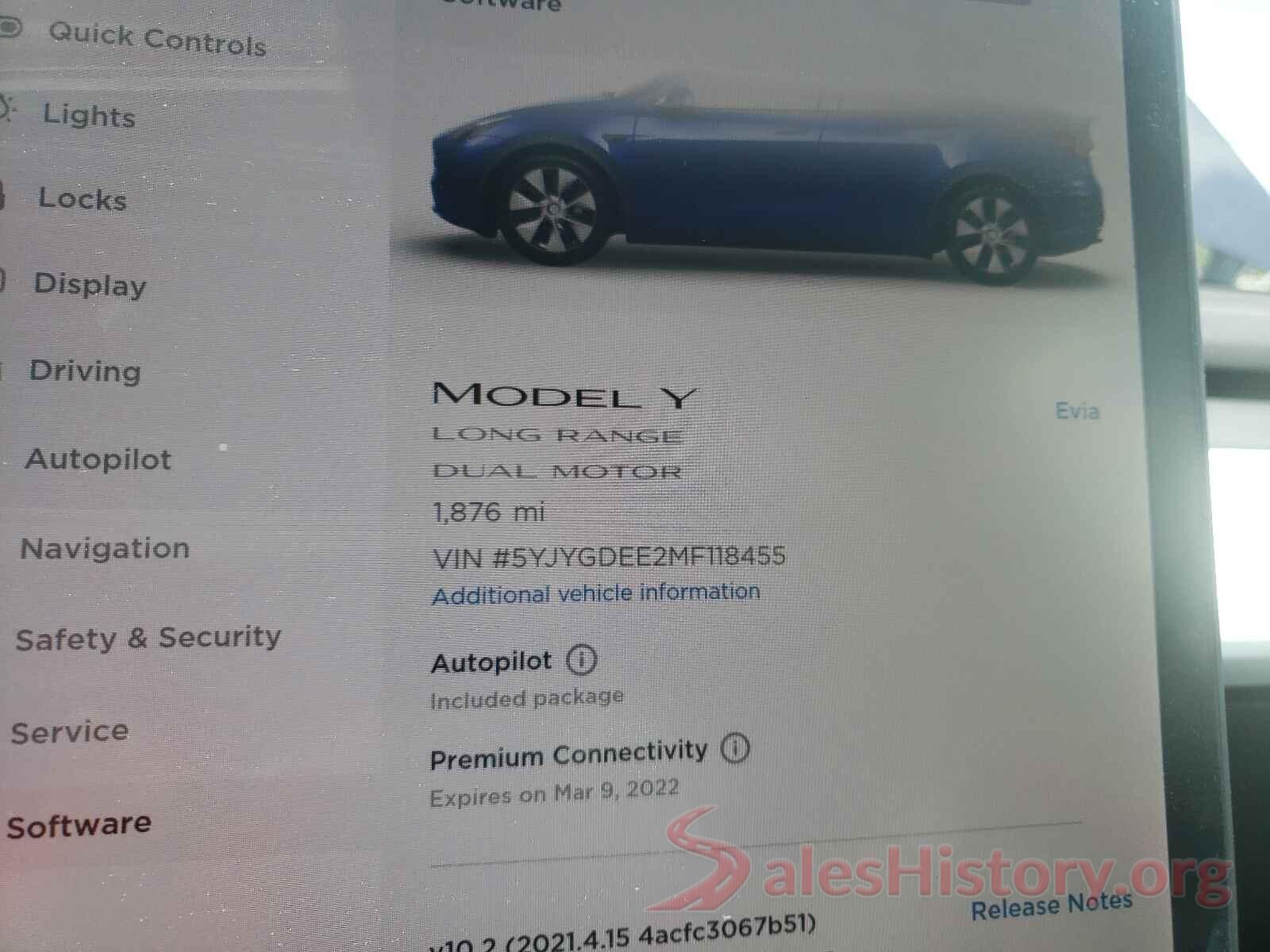 5YJYGDEE2MF118455 2021 TESLA MODEL Y