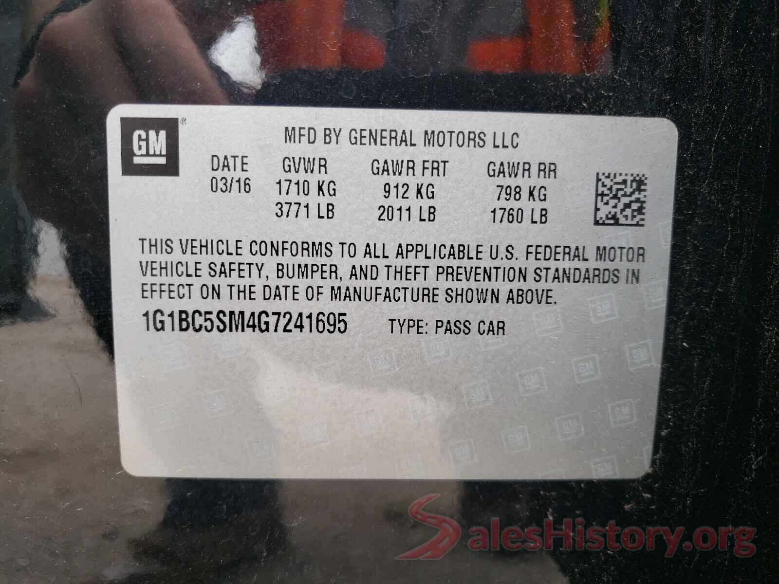 1G1BC5SM4G7241695 2016 CHEVROLET CRUZE