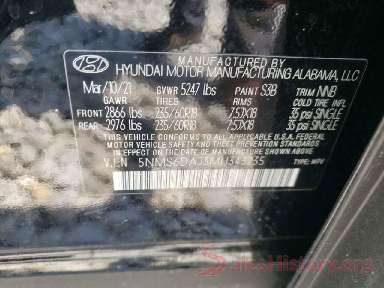 5NMS6DAJ3MH343235 2021 HYUNDAI SANTA FE