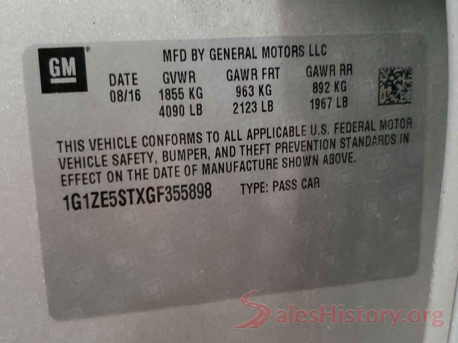 1G1ZE5STXGF355898 2016 CHEVROLET MALIBU