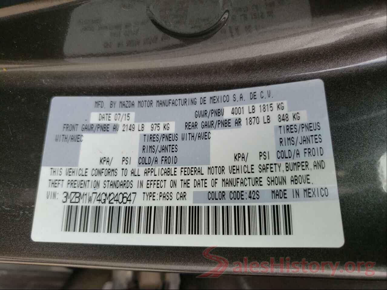 3MZBM1W74GM240647 2016 MAZDA 3