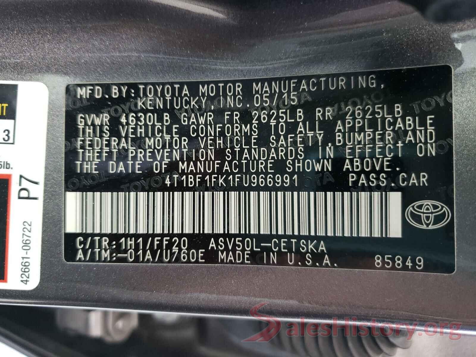 4T1BF1FK1FU966991 2015 TOYOTA CAMRY