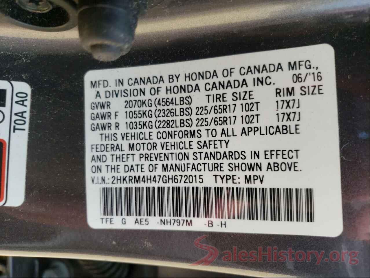 2HKRM4H47GH672015 2016 HONDA CRV