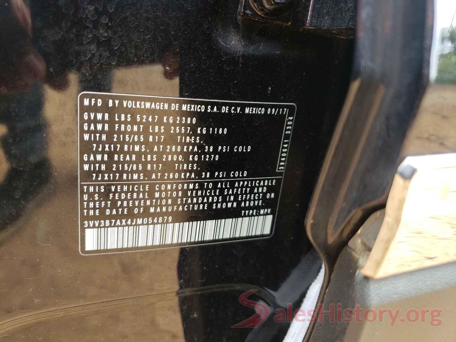 3VV3B7AX4JM054879 2018 VOLKSWAGEN TIGUAN